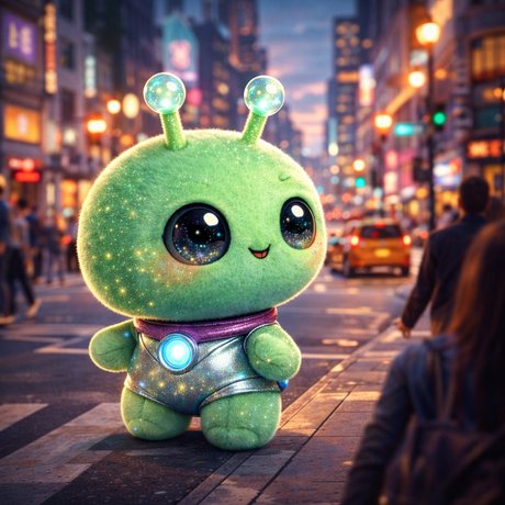 The same alien standing on a city street